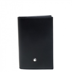 Pre Owned Montblanc Black Leather Meisterstuck Business Card Holder Set