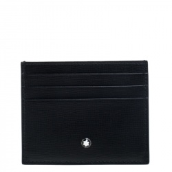 Pre Owned Montblanc Black Leather Meisterstuck Business Card Holder Set
