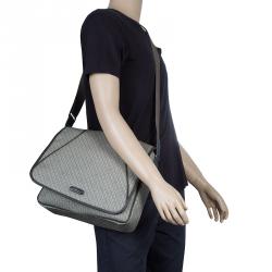 MontBlanc Brown Coated Canvas and Leather Flap Messenger Bag