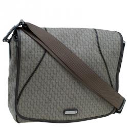 MontBlanc Brown Coated Canvas and Leather Flap Messenger Bag