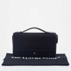 Pre Owned Montblanc Black Leather And Nylon Nightflight Travel Companion Wallet