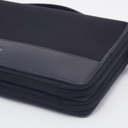 Pre Owned Montblanc Black Leather And Nylon Nightflight Travel Companion Wallet