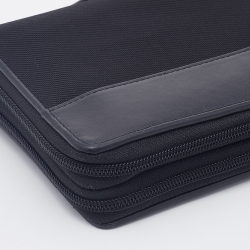 Pre Owned Montblanc Black Leather And Nylon Nightflight Travel Companion Wallet