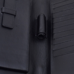 Pre Owned Montblanc Black Leather And Nylon Nightflight Travel Companion Wallet