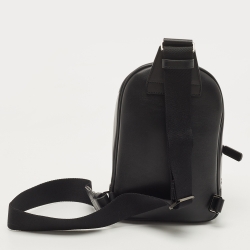 Pre Owned Montblanc Black Monogram Leather Sling Bag