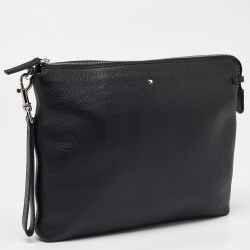 Montblanc Black Leather Zip Wristlet Pouch