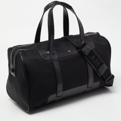 Pre Owned Montblanc Black Nylon and Leather Nightflight Weekender Bag