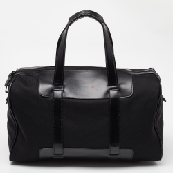 Pre Owned Montblanc Black Nylon and Leather Nightflight Weekender Bag