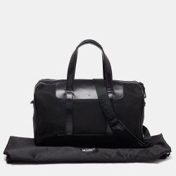 Pre Owned Montblanc Black Nylon and Leather Nightflight Weekender Bag