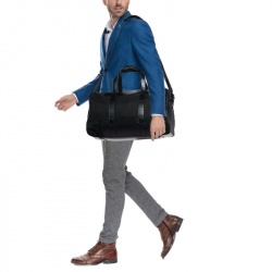 Pre Owned Montblanc Black Nylon and Leather Nightflight Weekender Bag