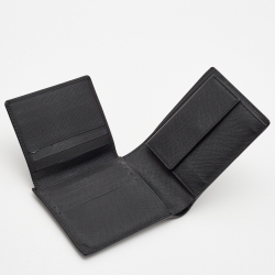 Pre Owned Montblanc Black/Grey Signature Coated Canvas and Leather Business Bifold Wallet