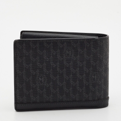 Pre Owned Montblanc Black/Grey Signature Coated Canvas and Leather Business Bifold Wallet