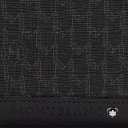 Pre Owned Montblanc Black/Grey Signature Coated Canvas and Leather Business Bifold Wallet