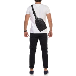 Montblanc Black Monogram Leather 4810 Sling Bag