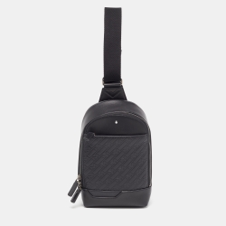 Montblanc Black Monogram Leather 4810 Sling Bag
