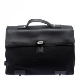 Montblanc Black Fabric and Leather Double Gusset Nightflight Briefcase