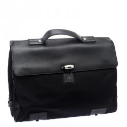 Montblanc Black Fabric and Leather Double Gusset Nightflight Briefcase