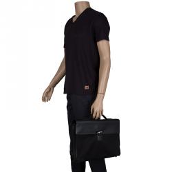 Montblanc Black Fabric and Leather Double Gusset Nightflight Briefcase