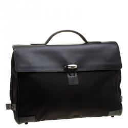 Montblanc Black Fabric and Leather Double Gusset Nightflight Briefcase
