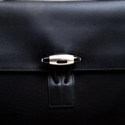 Montblanc Black Fabric and Leather Double Gusset Nightflight Briefcase