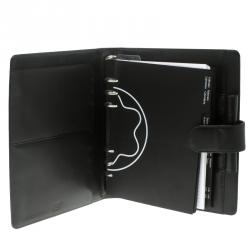 Pre Owned Montblanc Black Leather Meistertuck Medium Organizer