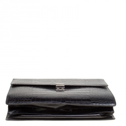 Montblanc Black Alligator Embossed Leather Double Gusset Briefcase