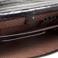 Montblanc Black Alligator Embossed Leather Double Gusset Briefcase