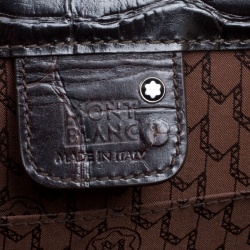 Montblanc Black Alligator Embossed Leather Double Gusset Briefcase