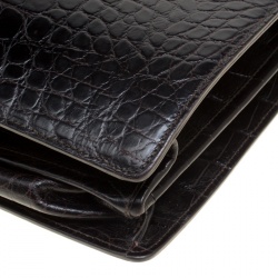 Montblanc Black Alligator Embossed Leather Double Gusset Briefcase