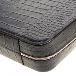 Montblanc Black Croc Embossed Leather Meisterstuck Briefcase