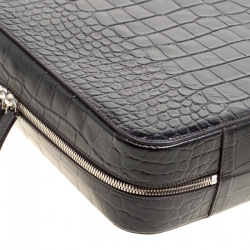 Montblanc Black Croc Embossed Leather Meisterstuck Briefcase