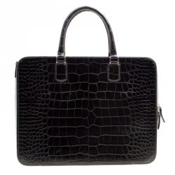 Montblanc Black Croc Embossed Leather Meisterstuck Briefcase
