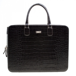 Montblanc Black Croc Embossed Leather Meisterstuck Briefcase