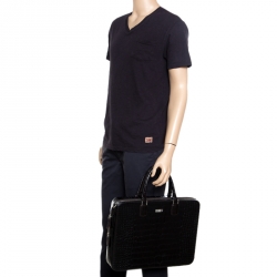 Montblanc Black Croc Embossed Leather Meisterstuck Briefcase