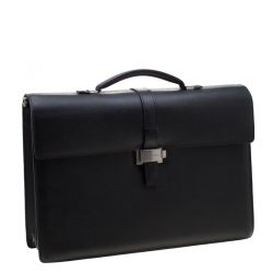 Montblanc Black Leather 4810 Westside Single Gusset Briefcase 