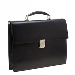 MontBlanc Black Leather Meisterstuck Single Gusset Briefcase