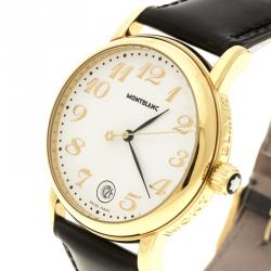 Pre Owned MontBlanc White Gold Plated Stainless Steel Star 7002 Pix Men's Wristwatch 36 mm