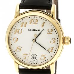 Pre Owned MontBlanc White Gold Plated Stainless Steel Star 7002 Pix Men's Wristwatch 36 mm