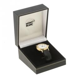 Pre Owned MontBlanc White Gold Plated Stainless Steel Star 7002 Pix Men's Wristwatch 36 mm