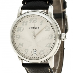 Pre Owned MontBlanc Silver White Stainless Steel Meisterstuck Star 7042 Men's Wristwatch 36 mm
