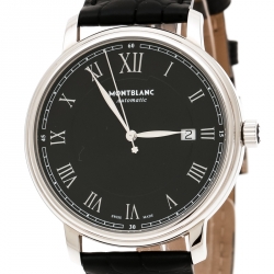 Montblanc Black Stainless Steel Tradition 7334 Men's Wristwatch 40 mm