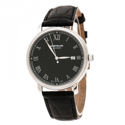 Montblanc Black Stainless Steel Tradition 7334 Men's Wristwatch 40 mm