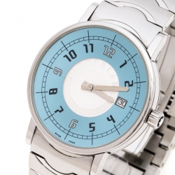 Montblanc Blue Silver White Stainless Steel Summit 7045 Men's Wristwatch 38 mm