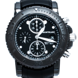 Pre Owned Montblanc Black PVD Coated Stainless Steel Alligator Leather Sport 104279 Men's Wristwatch 44 mm