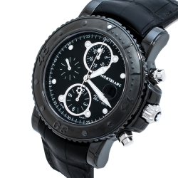 Pre Owned Montblanc Black PVD Coated Stainless Steel Alligator Leather Sport 104279 Men's Wristwatch 44 mm