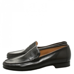 Pre Owned Moreschi Black Leather Penny Loafers Size 41.5