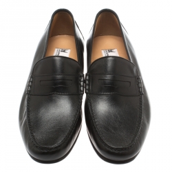 Pre Owned Moreschi Black Leather Penny Loafers Size 41.5
