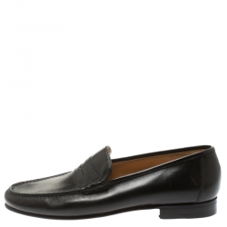 Pre Owned Moreschi Black Leather Penny Loafers Size 41.5