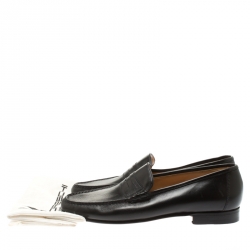 Pre Owned Moreschi Black Leather Penny Loafers Size 41.5