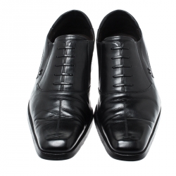 Pre Owned Moreschi Black Leather Oxford Size 42.5